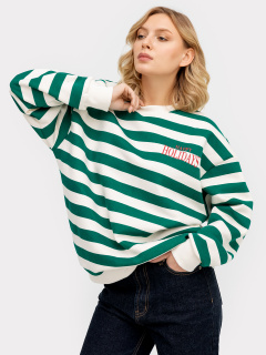 Свитшот Mark Formelle 122887/1/22/24339ПП-7П молочно_зеленая_полоска_1_сл_на_пол - фото 4