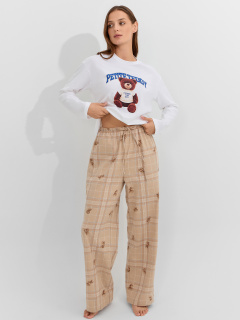 Брюки, джемпер Mark Formelle 592625/25-36548ПП-14 белый_клетка_с_мишки_на_песочном_4_сл_на_пол - фото 1