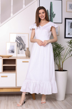 Белое летнее платье с открытой спинкой из хлопка AURA otd 3021 - фото 1