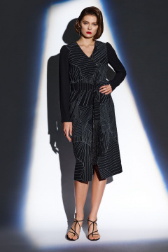 Платье черное нарядное из текстиля демисезонное BURVIN 7795-81 - фото 1