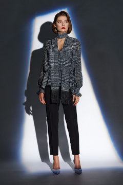 Нарядная черная блуза из текстиля для демисезона BURVIN 7841-51 - фото 4