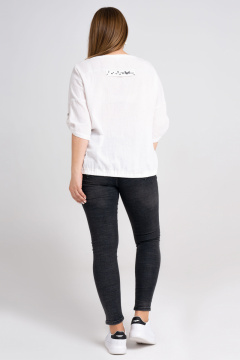 Оригинальная хлопковая блузка с кокетками и дизайнерской вышивкой Панда 30540z белый - фото 2