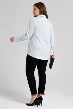 Классическая хлопковая блузка со спущенной линией плеча Панда 32140z светло-голубой - фото 2