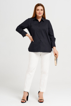 Стильная хлопковая блузка полуприлегающего силуэта для офиса Панда 33344z черный - фото 1