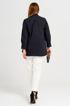 Стильная хлопковая блузка полуприлегающего силуэта для офиса Панда 33344z черный - фото 2