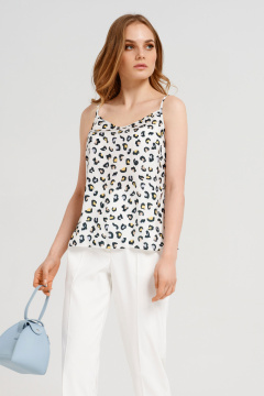 Летняя шифоновая блузка на тонких бретелях с леопардовым принтом Панда 38840z мультиколор - фото 2