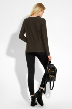 Джемпер женский прямой стиль на каждый день из вискозы Панда 4040z хаки - фото 2