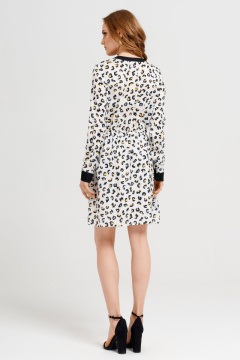 Платье с резинкой по талии и бантовой планкой из текстиля Панда 42280z мультиколор - фото 2