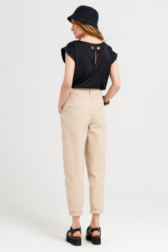 Летние облегающие брюки из вискозы с резинкой и шнуром Панда 47360z бежевый - фото 2