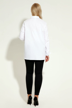 Практичная классическая хлопковая блузка с защипами и вытачками Панда 8940z белый - фото 2