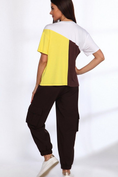 Джинсовый костюм из брюк и майки с эластичным поясом Angelina & Сo 550/2 черно-желтый - фото 2