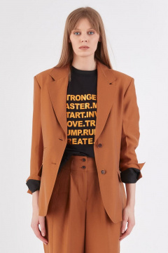 Коричневый легкий жакет из вискозы и текстиля Lakbi 52319 - фото 2