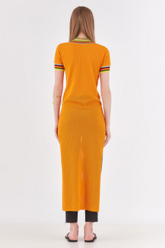 Оранжевая трикотажная хлопковая туника для повседневной носки Lakbi 52322 оранжевый - фото 3