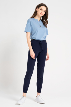 Летние брюки из вискозы с резинкой и карманами Панда 722360p синий - фото 1