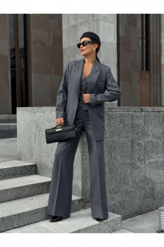 Брюки KORTNI 19BR11 серый в голубую полоску - фото 3