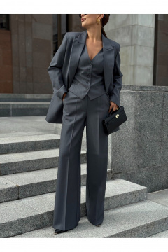 Брюки KORTNI 19BR11 серый в голубую полоску - фото 2