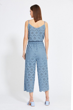 Летний комбинезон из хлопка с вышивкой и регулируемыми бретелями EOLA 2058 серо-голубой - фото 4