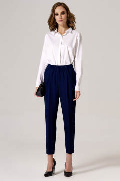 Демисезонные зауженные брюки из текстиля с манжетами Панда 24060z синий - фото 1