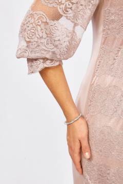 Платье с кружевом женское розовое Mira Fashion 5572-2 - фото 4