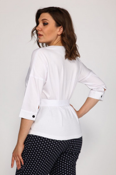 Белая прямого кроя блуза из хлопка и вискозы Klever 275 белый - фото 5