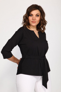 Черная блуза из текстиля и хлопка для летних дней Klever 275 черный - фото 3