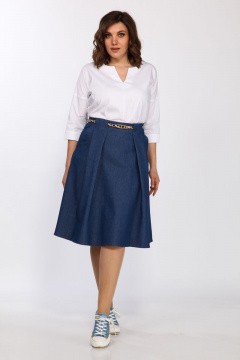 Юбка полуклеш из денима с карманами и складками Klever 225 синий - фото 2