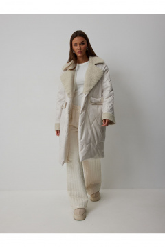 Пальто V&N Fashion 1065 бежевый - фото 4