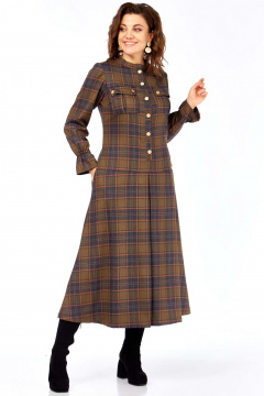 Платье Celentano 5075 бежево-красная_клетка - фото 5