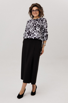 Блуза Anelli 1779 черно-белые_цветы - фото 1