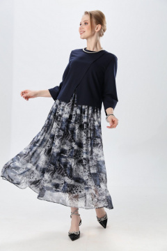 Платье NikVa 1007-2 индиго и серая абстракция - фото 2