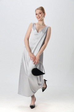 Платье NikVa 1014-3 серебро - фото 4
