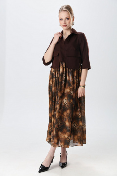 Платье NikVa 514-5 шоколад и кофейный леопард - фото 2