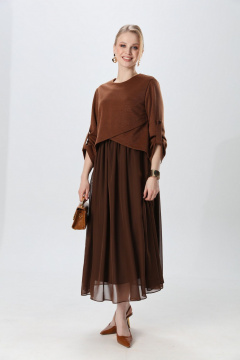 Платье NikVa 740-25 кофе с молоком - фото 3