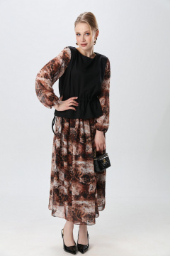 Платье NikVa 740-26 чёрный и тигровая абстракция - фото 2