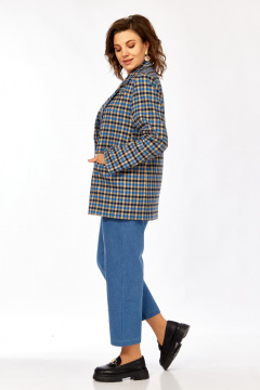 Жакет Rishelie 1014 клетка_чёрный+голубой+бежевый - фото 5