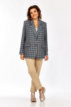 Жакет Rishelie 1014 клетка_чёрный+голубой+бежевый - фото 2