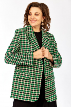 Жакет Rishelie 1014 клетка_чёрный+ярко-зелёный+бежевый - фото 4