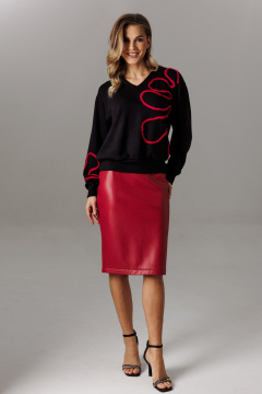Блуза, юбка Ларс Стиль 1185 черный-красный - фото 1