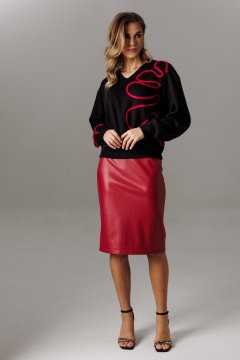 Блуза, юбка Ларс Стиль 1185 черный-красный - фото 5