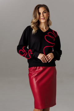 Блуза, юбка Ларс Стиль 1185 черный-красный - фото 2