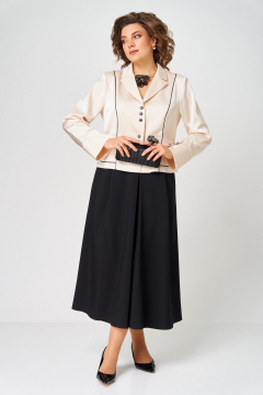 Жакет, юбка Aira Style 24134 молочно-черный - фото 2