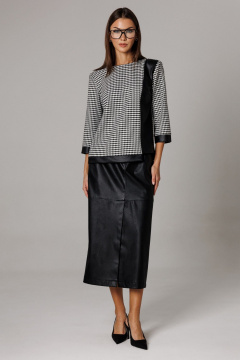 Блуза, юбка Ларс Стиль 1174 молочный-черный - фото 4