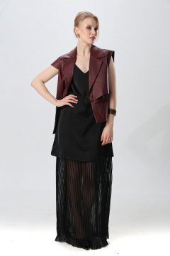 Жилет, платье NikVa 1018-2 чёрный и бордо - фото 3