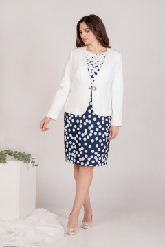 Комплект из полуприлегающего платья и жакета из текстиля Mislana 754 белый - фото 1