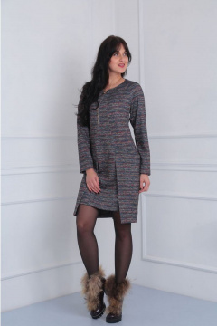 Современное платье из вискозы с рельефами и карманами VIA-Mod 367 меланж+мет.нить - фото 3