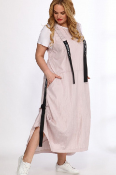 Бохо сарафан в сетке и текстиле с карманами Angelina & Сo 556/2 розовый - фото 2