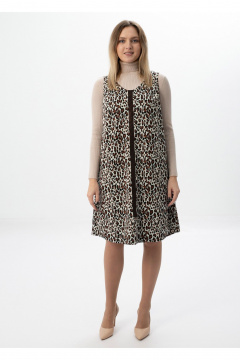 Сарафан Полинушка 604/1 леопард на молочном - фото 1
