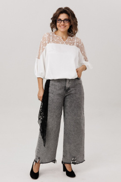 Блуза Anelli 1790 фарфоровое_кпужево - фото 2