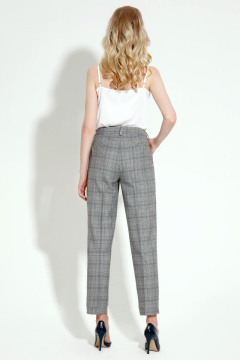 Брюки прямые зауженные в клетку из текстиля Панда 16260z серый - фото 2