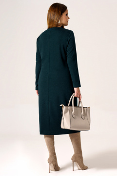 Деловое платье из трикотажа с асимметричным вырезом и складками Панда 22180z темно-зеленый - фото 2